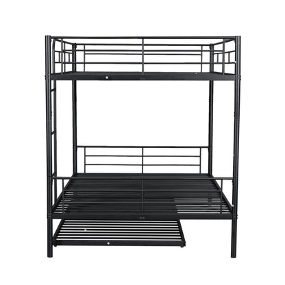 Full Over Full Metal Bunk Bed With Trundle - Black