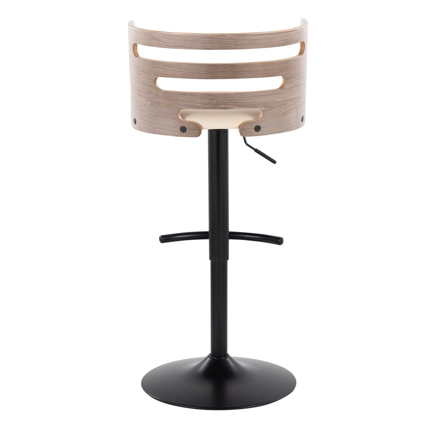 Cosi - Mid-Century Modern Adjustable Barstool With Swivel With Rounded T Footrest (Set of 2) - Black / Light Gray / Cream