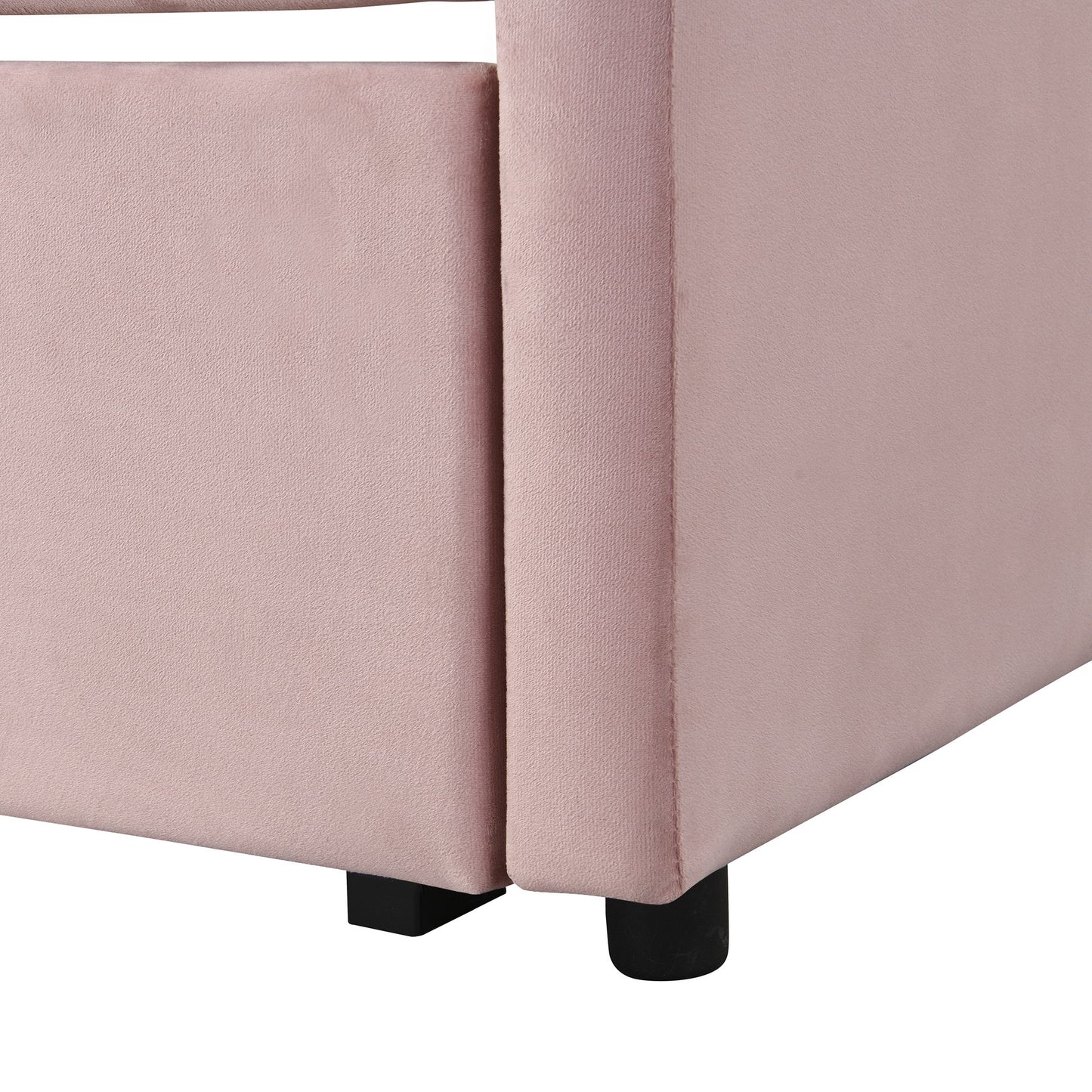 Twin Size Upholstered Daybed With Pop Up Trundle - Pink