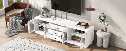 Modern Minimalist TV Stand For TVs Up To 75", Entertainment Center Media Console Cabinet With Adjustable Shelves For Living Room - White