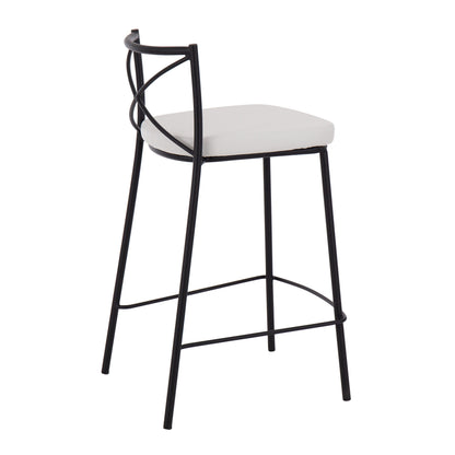 Modern Charlotte - Contemporary Fixed Height Counter Stool (Set of 2) - Black / White