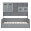 Twin Size Daybed With Twin Size Trundle, And All In One Cabinet And Shelf - Gray