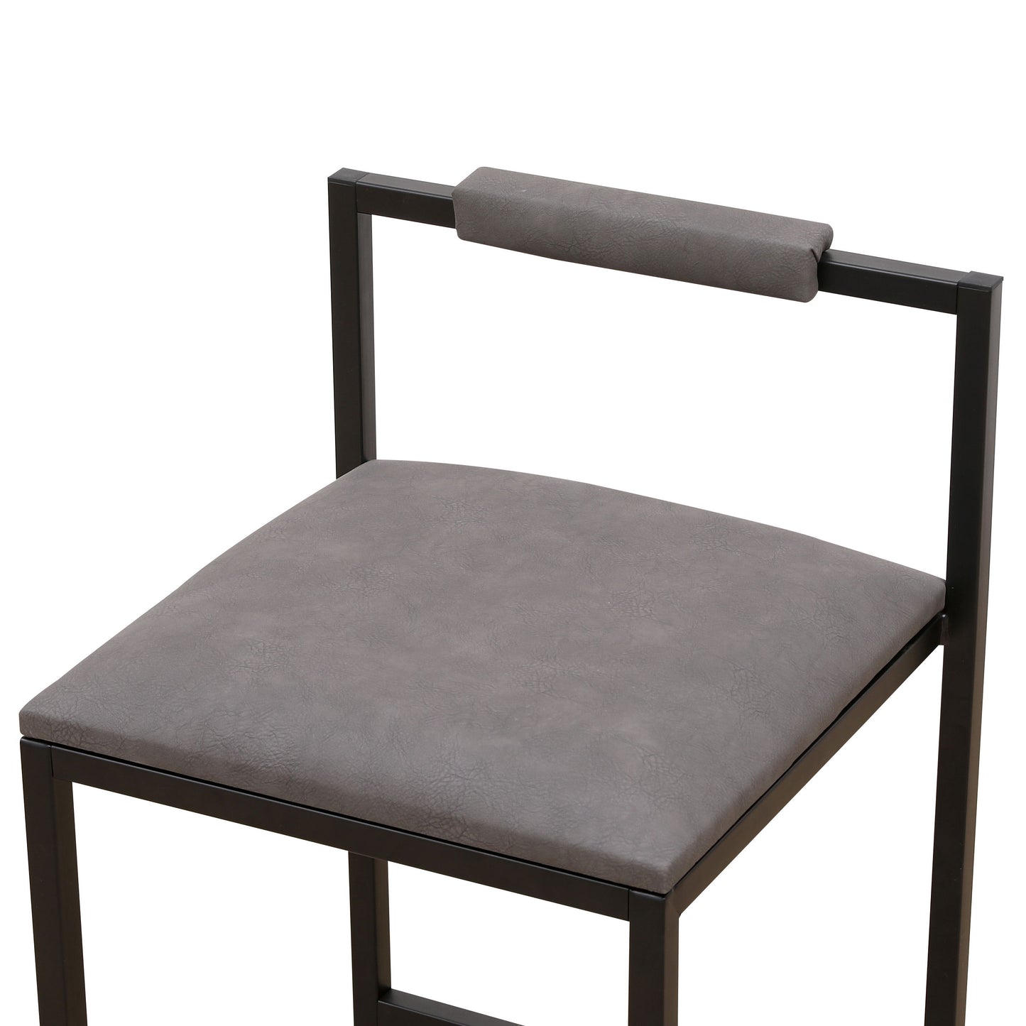 Modern Armless Metal Legs Kitchen Island Stools With Back Upholstered Chairs 2 Piece Set - Gray