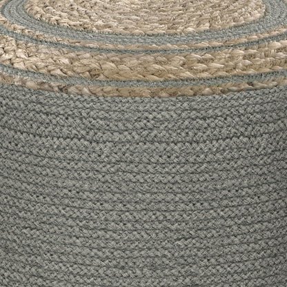 Serena - Round Braided Pouf - Dove Gray