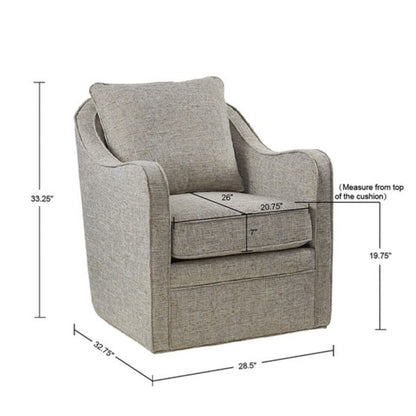 Wide Seat Swivel Arm Chair With 360 Degree Rotation - Gray