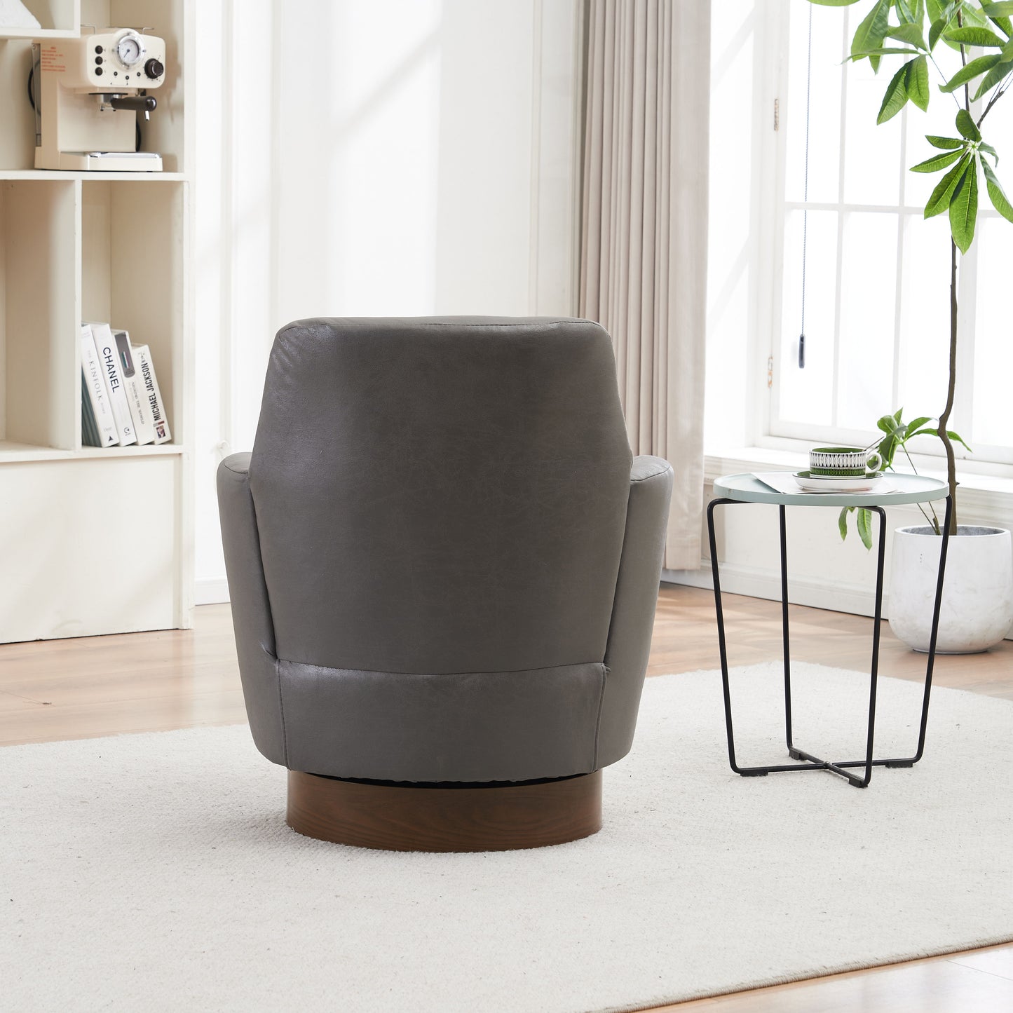 Swivel Barrel Chair, Swivel Accent Chairs Armchair For Living Room, Reading Chairs For Bedroom Comfy, Round Barrel Chairs With Gold Stainless Steel Base - Gray