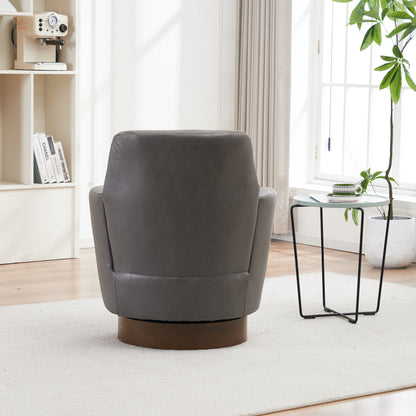 Swivel Barrel Chair, Swivel Accent Chairs Armchair For Living Room, Reading Chairs For Bedroom Comfy, Round Barrel Chairs With Gold Stainless Steel Base - Gray