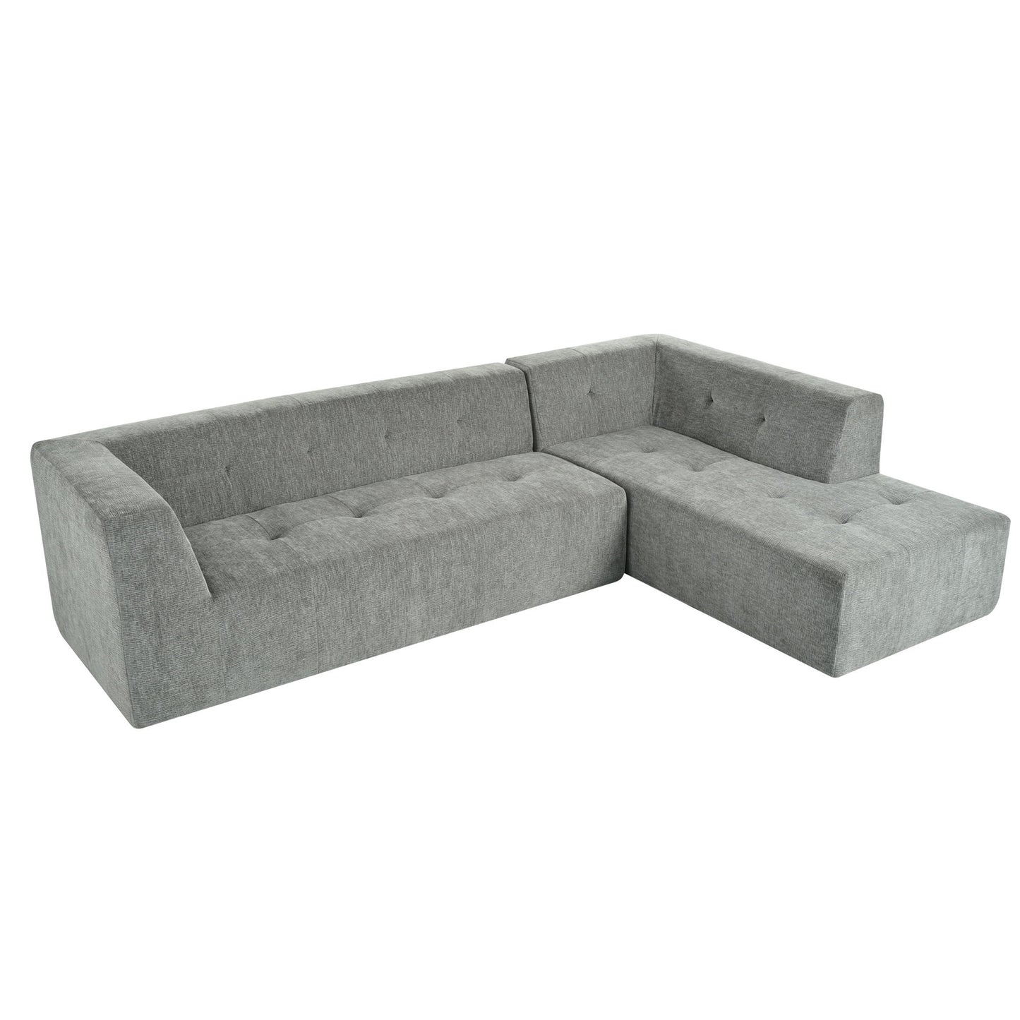 Modular Combination Sofa Set, Modern Minimalist Sofa, Living Room Upholstered Sofa Bed, Bedroom, 2 Pieces Computer Free Combination, L - Shaped - Light Gray