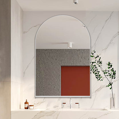 Arched Recessed Medicine Cabinet, Metal Framed Bathroom Wall Cabinet With Mirror And Adjustable Shelves, Wall Mirror With Storage For Bathroom - White
