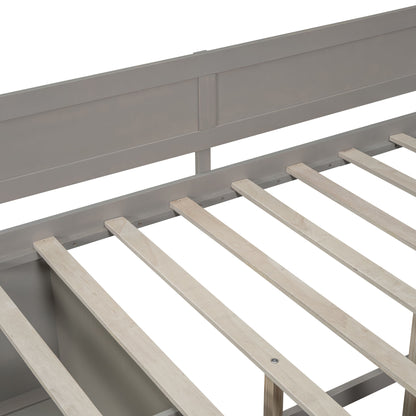 Full Size Daybed With Drawers And Shelves - Gray