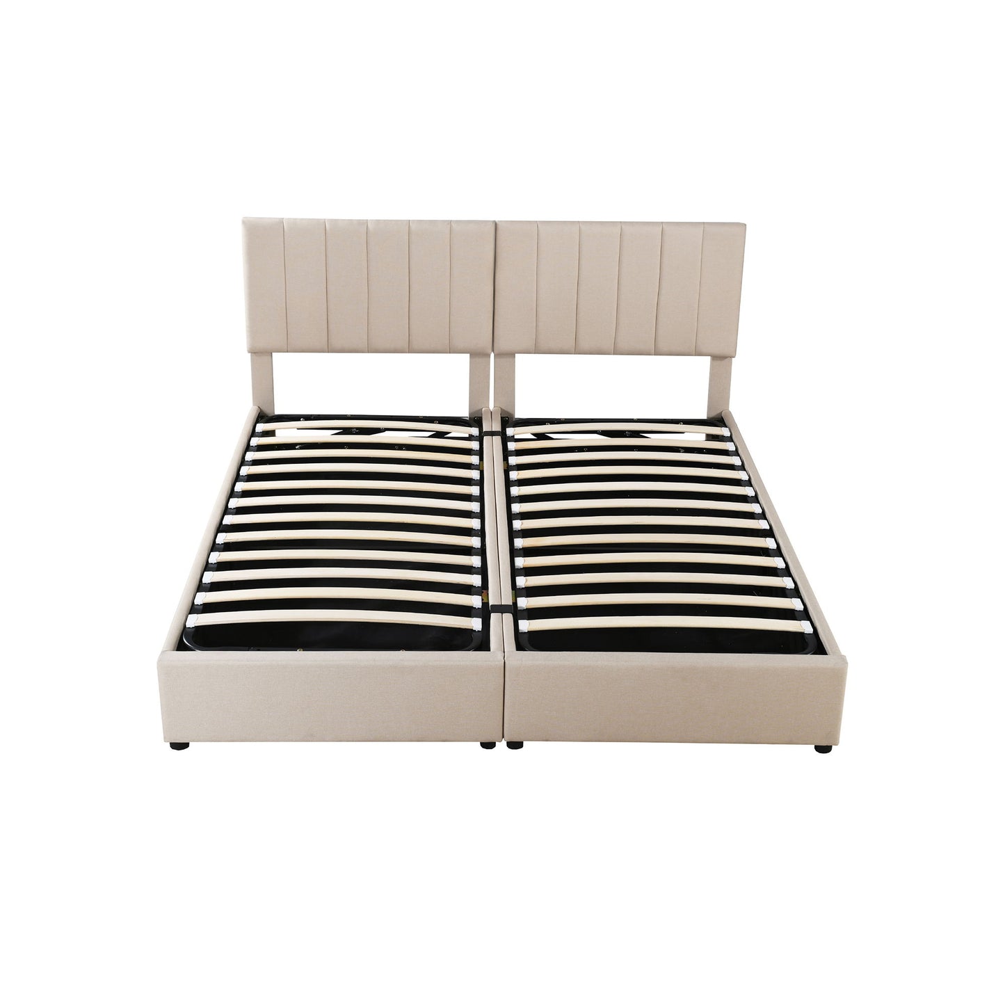 King Size Upholstered Platform Bed With A Hydraulic Storage System - Beige