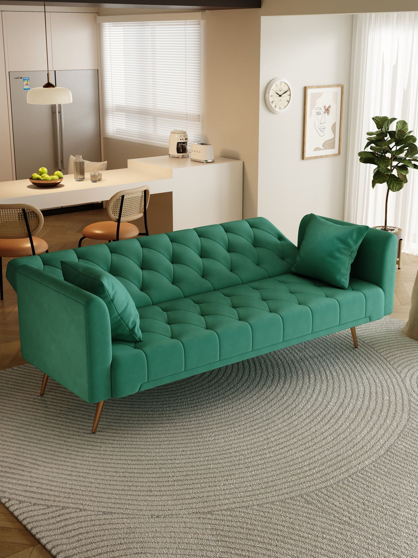 Convertible Double Folding Living Room Sofa Bed - Green