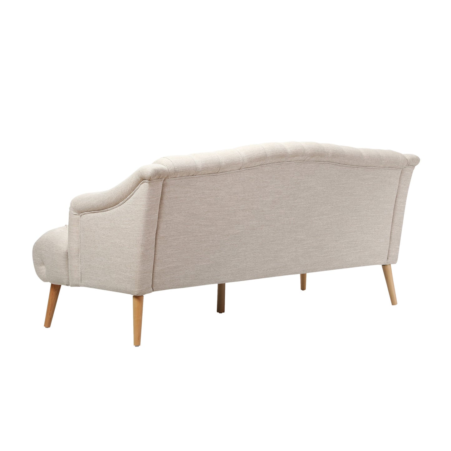 Comfy 3 Seat Sofa With Wooden Legs, For Living Room And Study - Beige