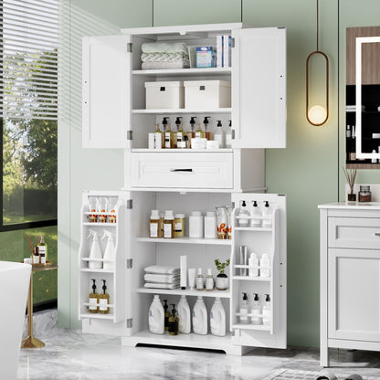 Bathroom Storage Cabinet With Multi Functional Storage Space, Drawer With Slide Rails, Adjustable Shelf - White