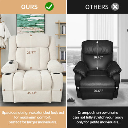 Power Lift Recliner Chair - Fabric Single Sofa With Extended Footrest, Remote Control, Cup Holders, And Side Pockets For Living Room Or Home Theater - Light Gray