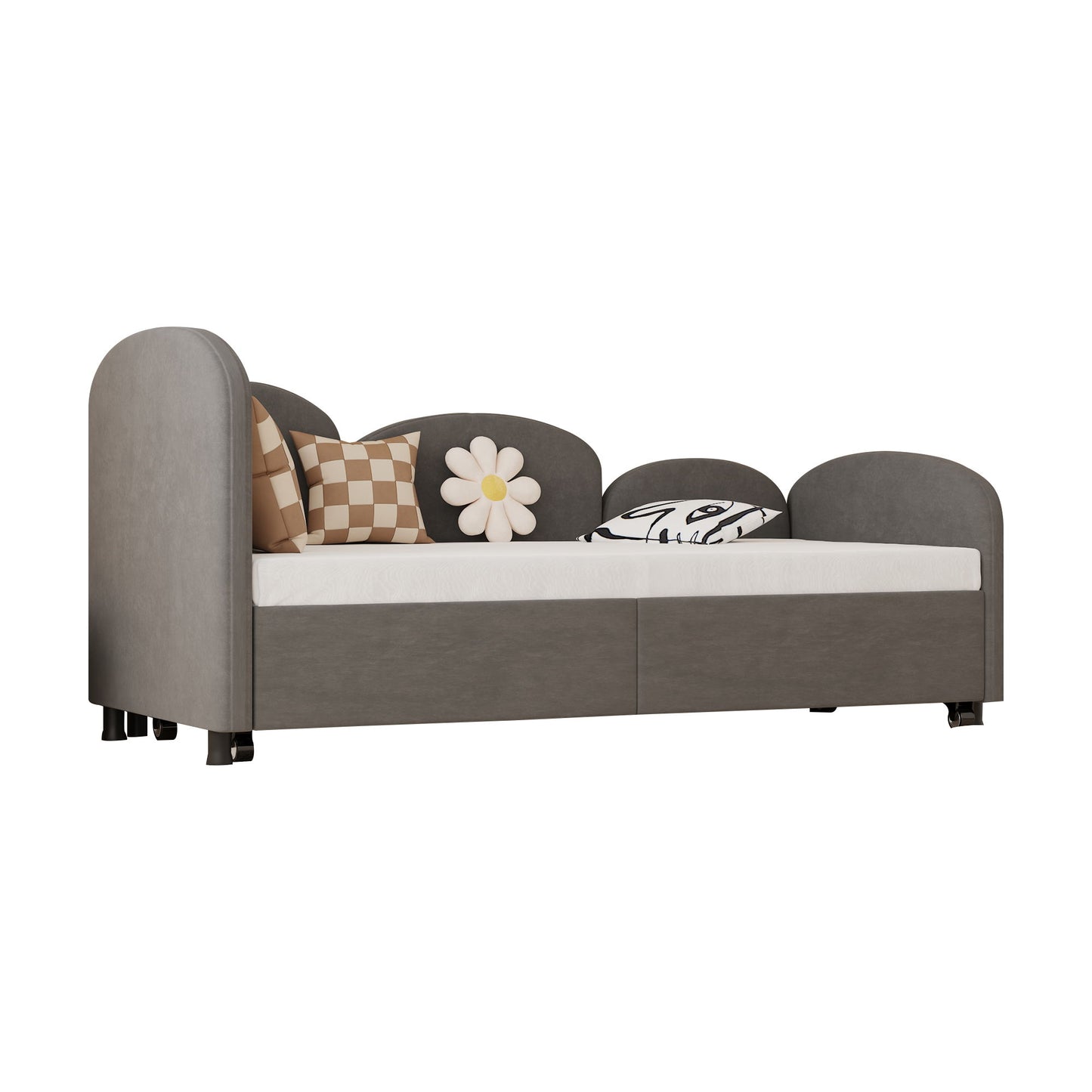 Modern Twin Size Upholstered Daybed With Additional Bed Frame - Dark Gray