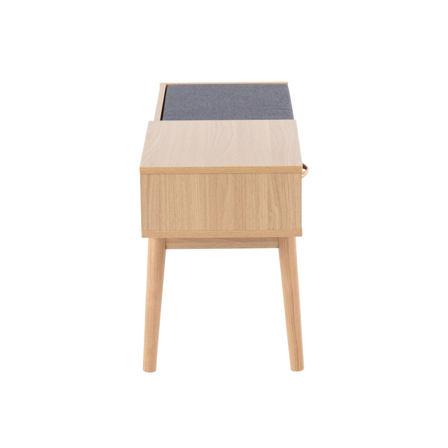 Telephone Contemporary Bench With Pull Out Drawer - Natural / Gray