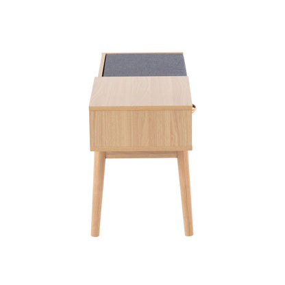 Telephone Contemporary Bench With Pull Out Drawer - Natural / Gray