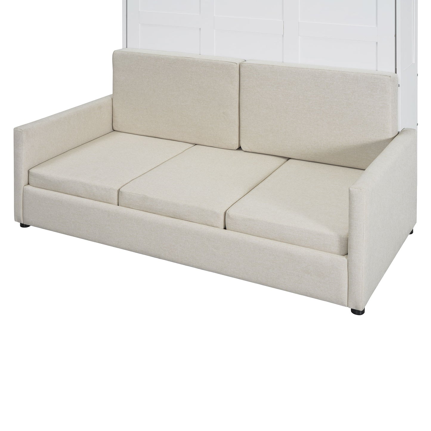 Full Size Murphy Wall Bed With Cushion - White