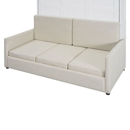 Full Size Murphy Wall Bed With Cushion - White