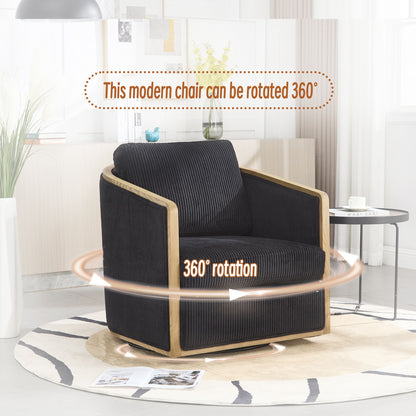Swivel Barrel Chair, Comfortable Accent Sofa Chair, 360 Degree Swivel - Black