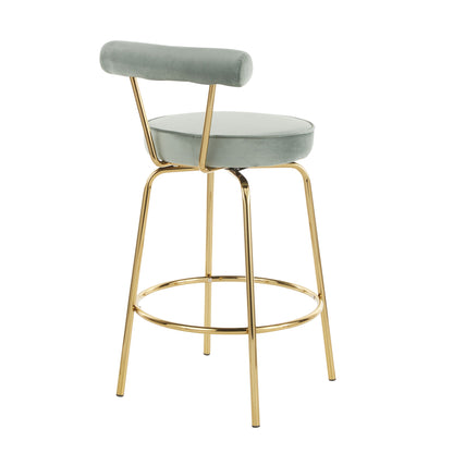 Rhonda - Glam Counter Stool (Set of 2) - Gold / Sage Green