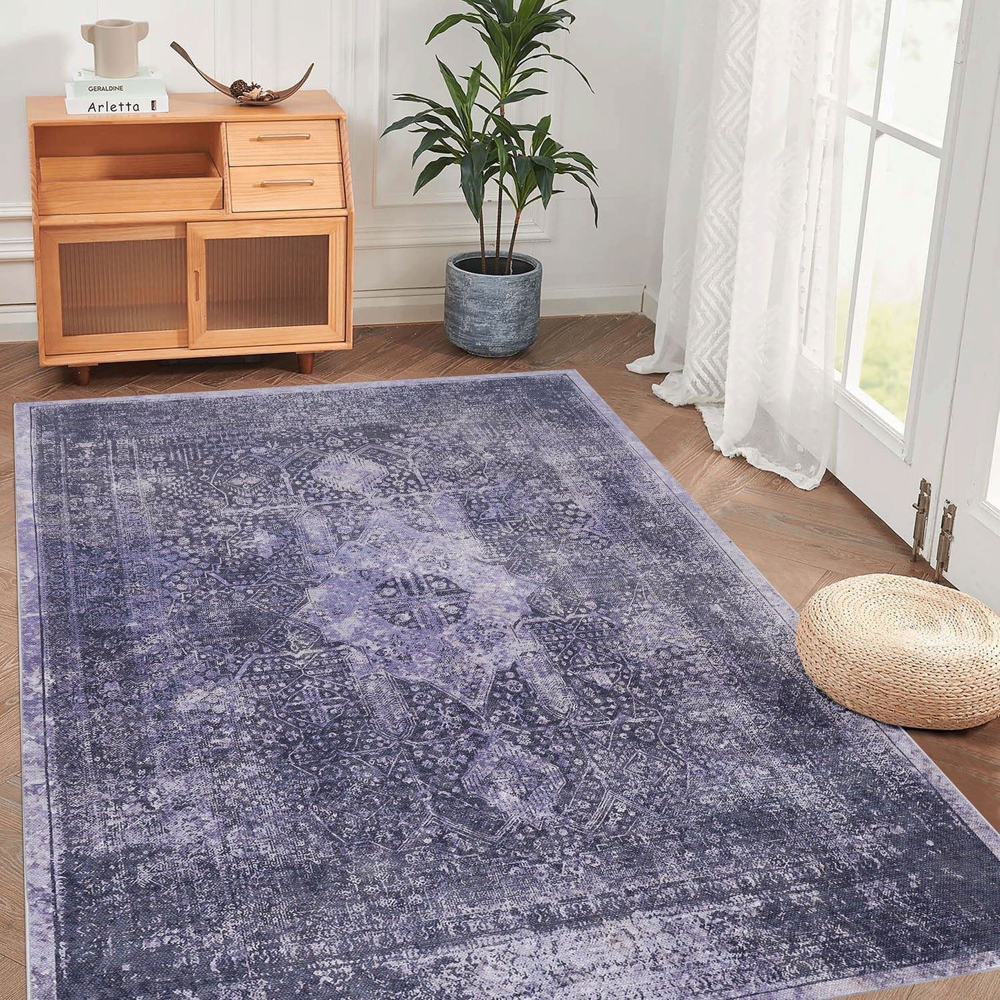 Maval - 4' X 6' Area Rug Washable - Anthracite