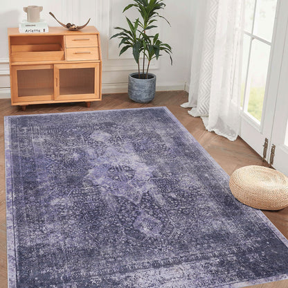 Maval - 9' X 12' Washable Area Rug - Anthracite