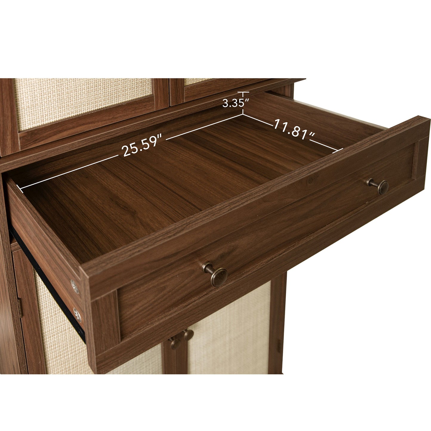 4 Door Cabinet With 1 Drawer, With 4 Adjustable Inner Shelves, Storage Cabinet - Walnut