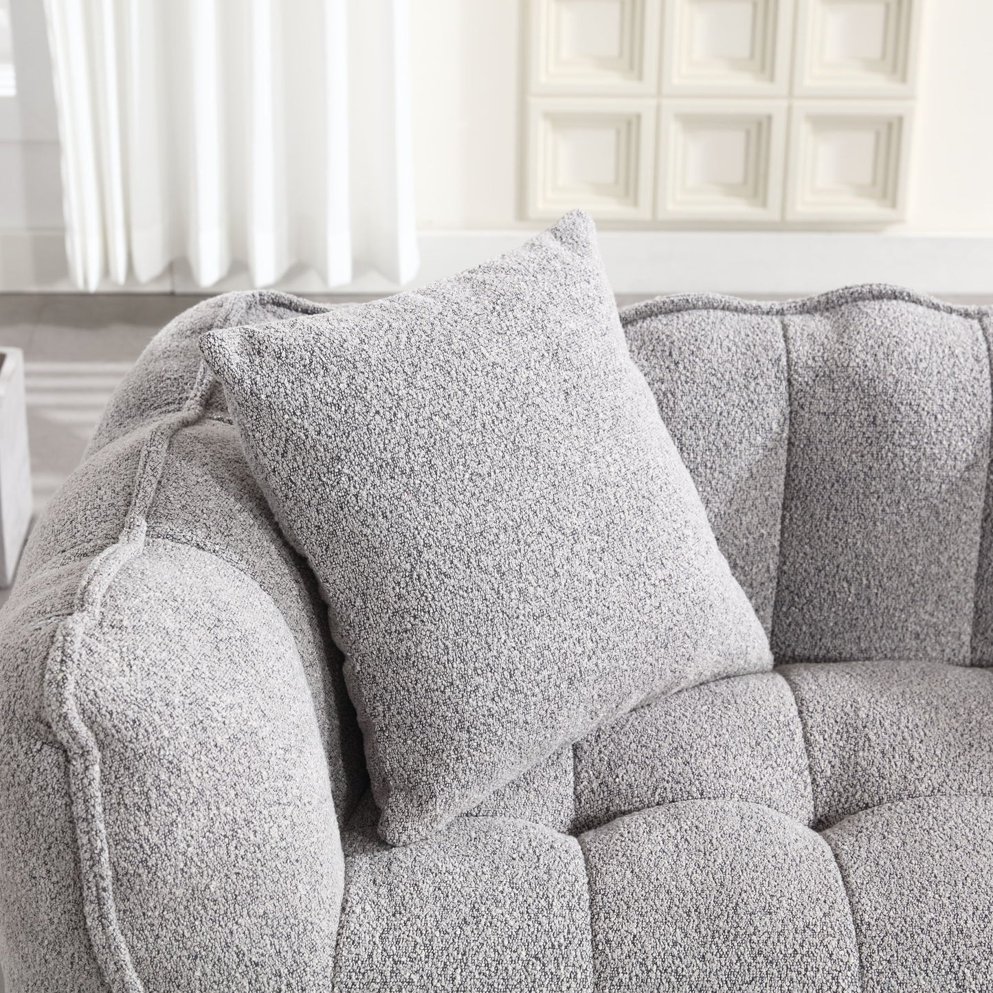 Soft Beanbag Chair With High Resilience Foam Core For Two People - Gray