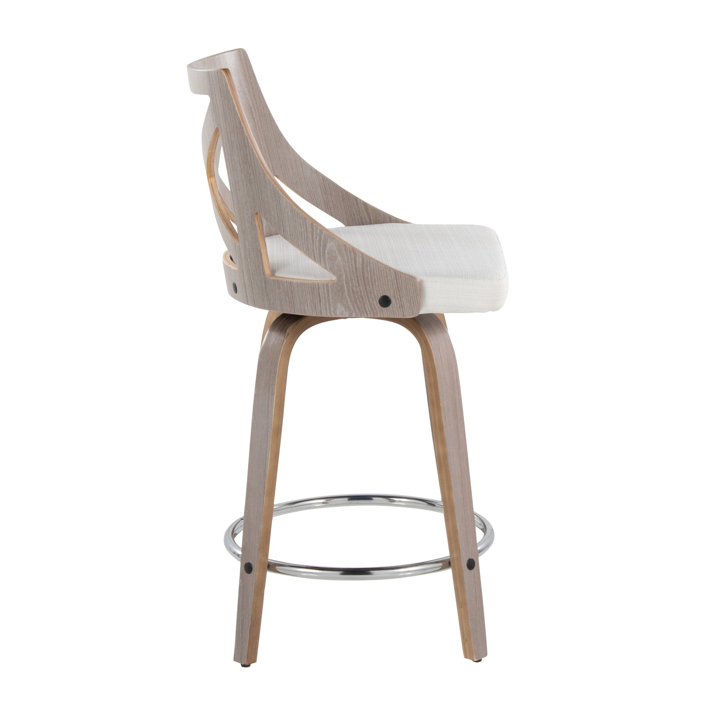 Charlotte - Farmhouse Fixed Height Counter Stool & Swivel With Round Footrest (Set of 2) - Light Gray / Cream