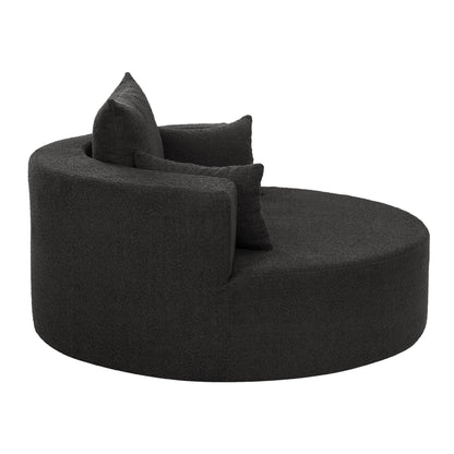 360 Degree Swivel Accent Barrel Chair With Removable Pillows - Black