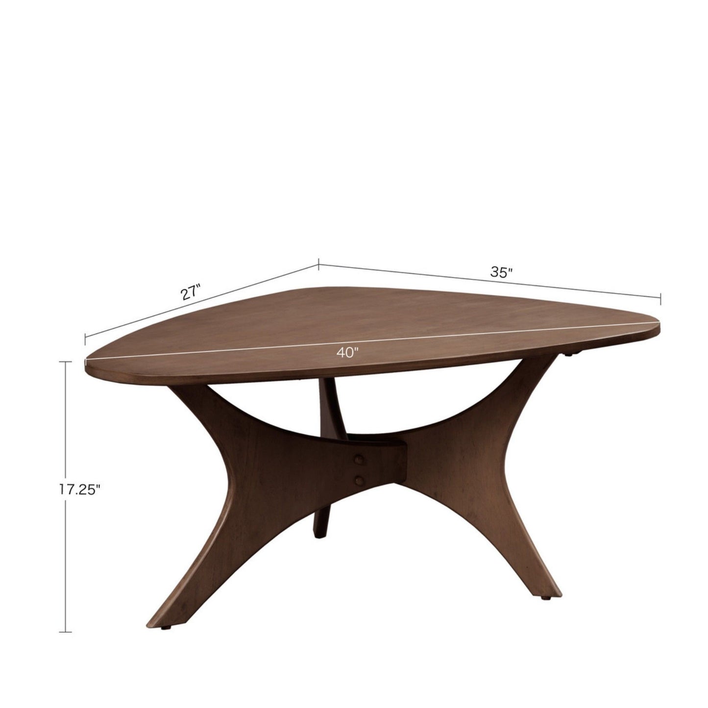 Mid - Century Triangle Wood Coffee Table - Pecan