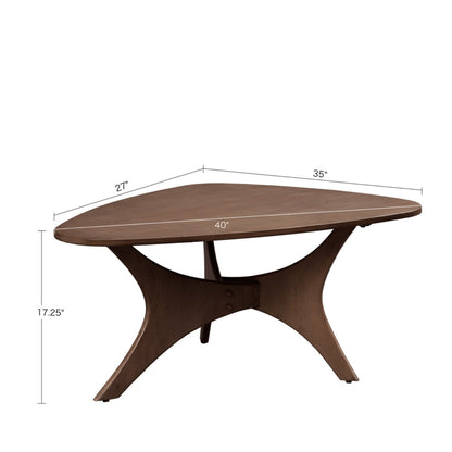 Mid - Century Triangle Wood Coffee Table - Pecan
