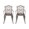 Outdoor Dining Chair With Floral Design And Curved Saber Legs (Set of 2) - Copper