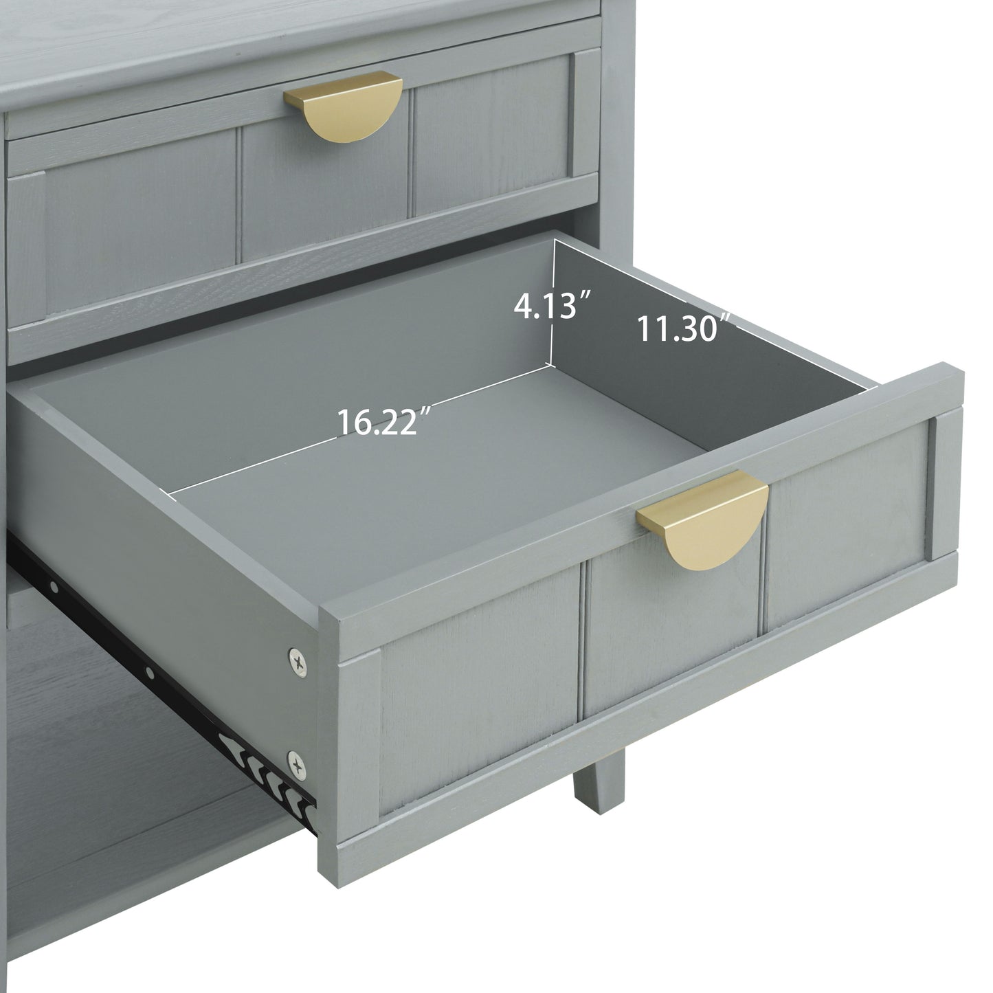 2 Drawer Side Table, American Style, End Table, Suitable For Bedroom, Living Room, Study - Light Gray