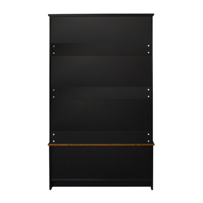 Modern Hall Tree With Entryway Bench, 3 Shelves And Drawers, Wide Hall Tree With Storage Bench For Hallway - Black