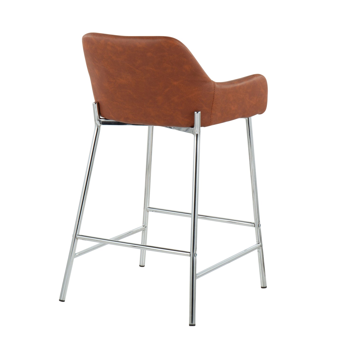 Daniella - Contemporary Fixed Height Counter Stool (Set of 2) - Chrome / Camel