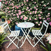 3 Piece Patio Bistro Set Of Foldable Round Table And Chairs - White