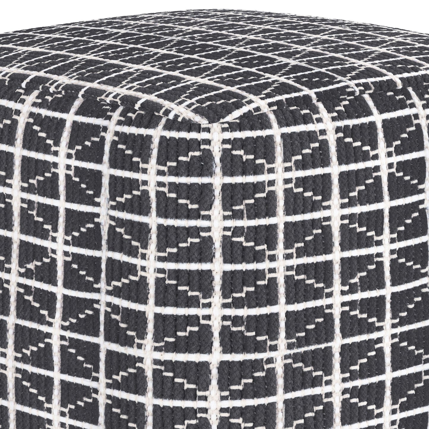 Noreen - Square Pouf - Slate Gray / White