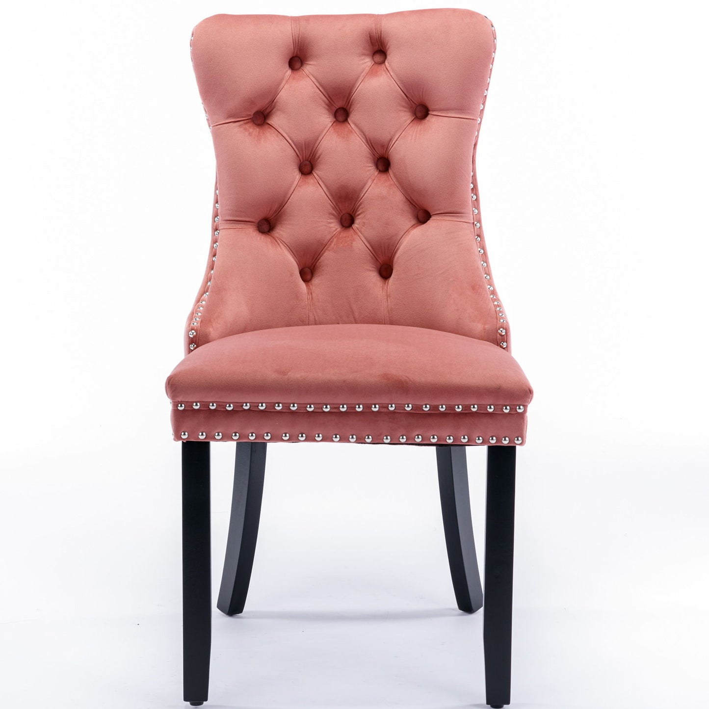 Nikki - Modern, High-End Tufted Solid Wood Contemporary Velvet Upholstered Dining Chair With Wood Legs Nailhead Trim (Set of 2) - Pink
