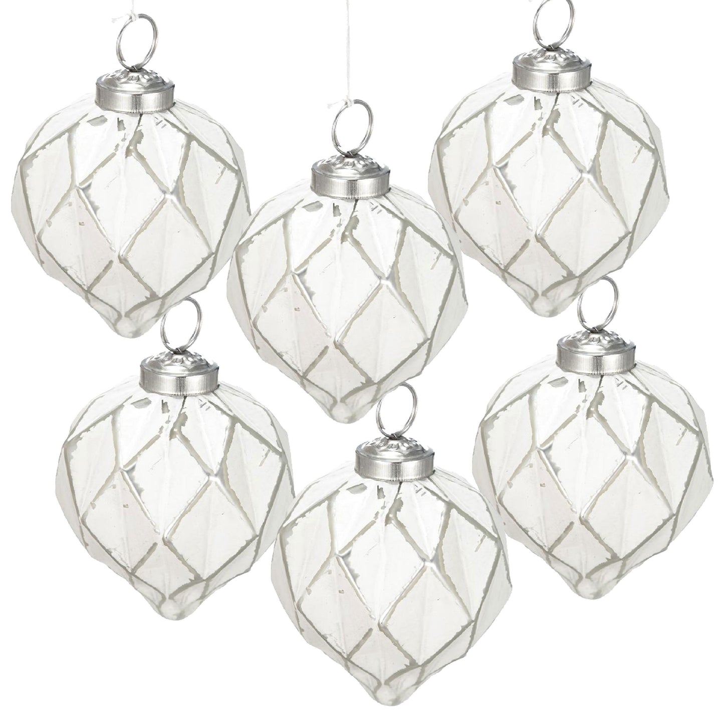 Christmas Ball Ornaments, Glass Decorative Hanging Ball Christmas Tree Ornaments, For Holiday Decorations (Set of 6) - White