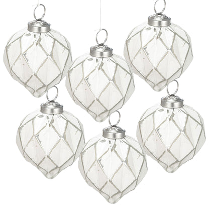 Christmas Ball Ornaments, Glass Decorative Hanging Ball Christmas Tree Ornaments, For Holiday Decorations (Set of 6) - White