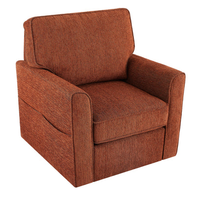 360 Degree Swivel Chair Accent Barrel Armchair With Side Pockets - Red
