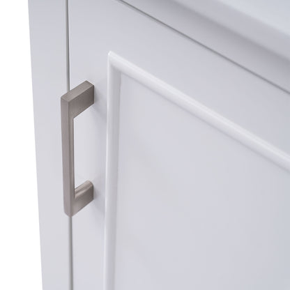 Modern Small Bathroom Vanity Cabinet With Ceramic Basin, Ample Storage, 1 Soft-Close Door - White