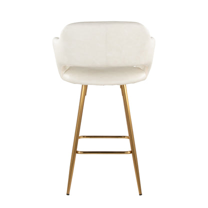 Margarite - Contemporary Fixed Height Counter Stool With Square Footrest (Set of 2) - Gold / Cream Gold
