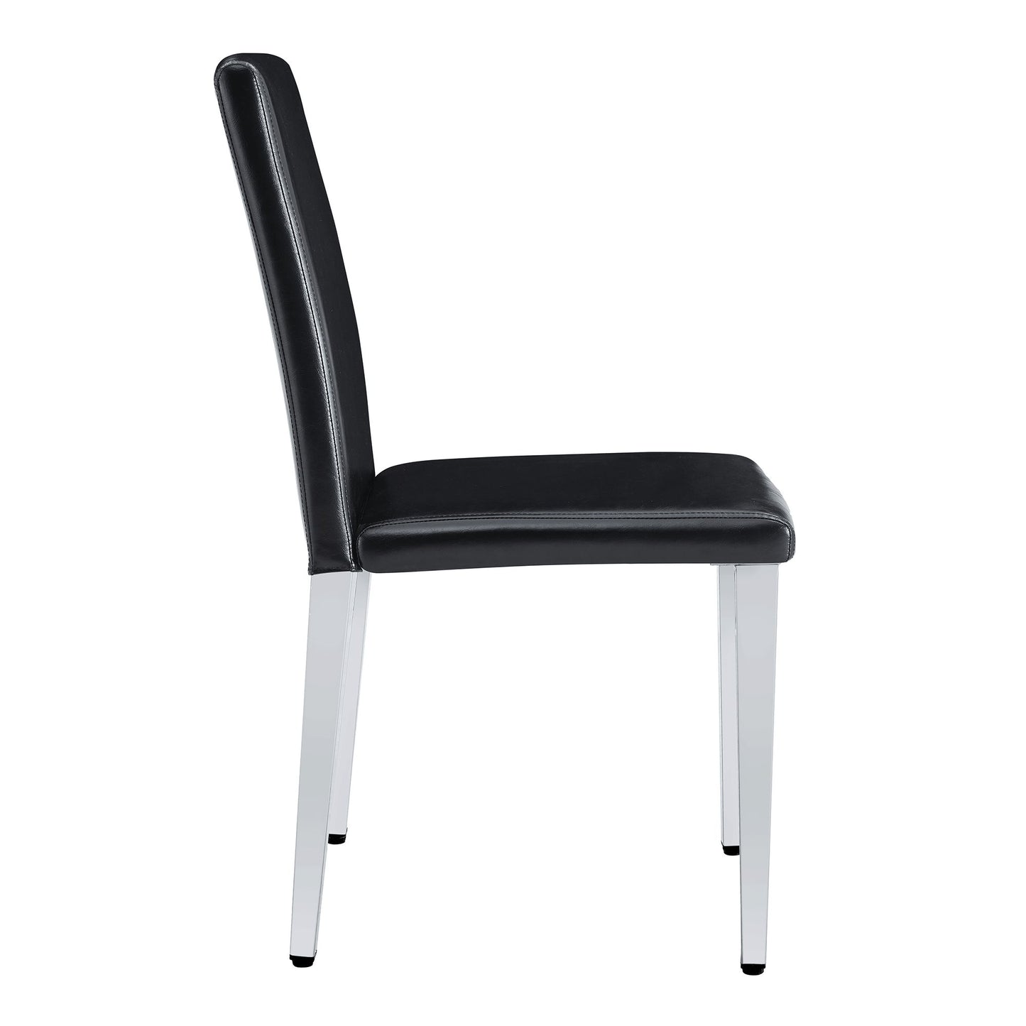 (Set of 4) Backrest Chairs With Silver Metal Legs A Perfect Match For Minimalist And Modern Home Styles - Black / Silver