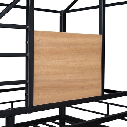 Twin Over Twin Bunk Bed, Housebed With Slide - Black