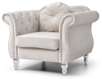 Elegant Transitional Flared Armchair - Ivory