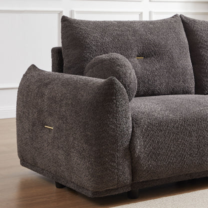 Lamb's Wool 2 Seater Cushion Sofa Comfortable Sofa For Living Room Bedroom And Other Casual Spaces Lamb's Wool Sofa With 2 Cushions And 2 Ball Pillows (Set of 2) - Gray